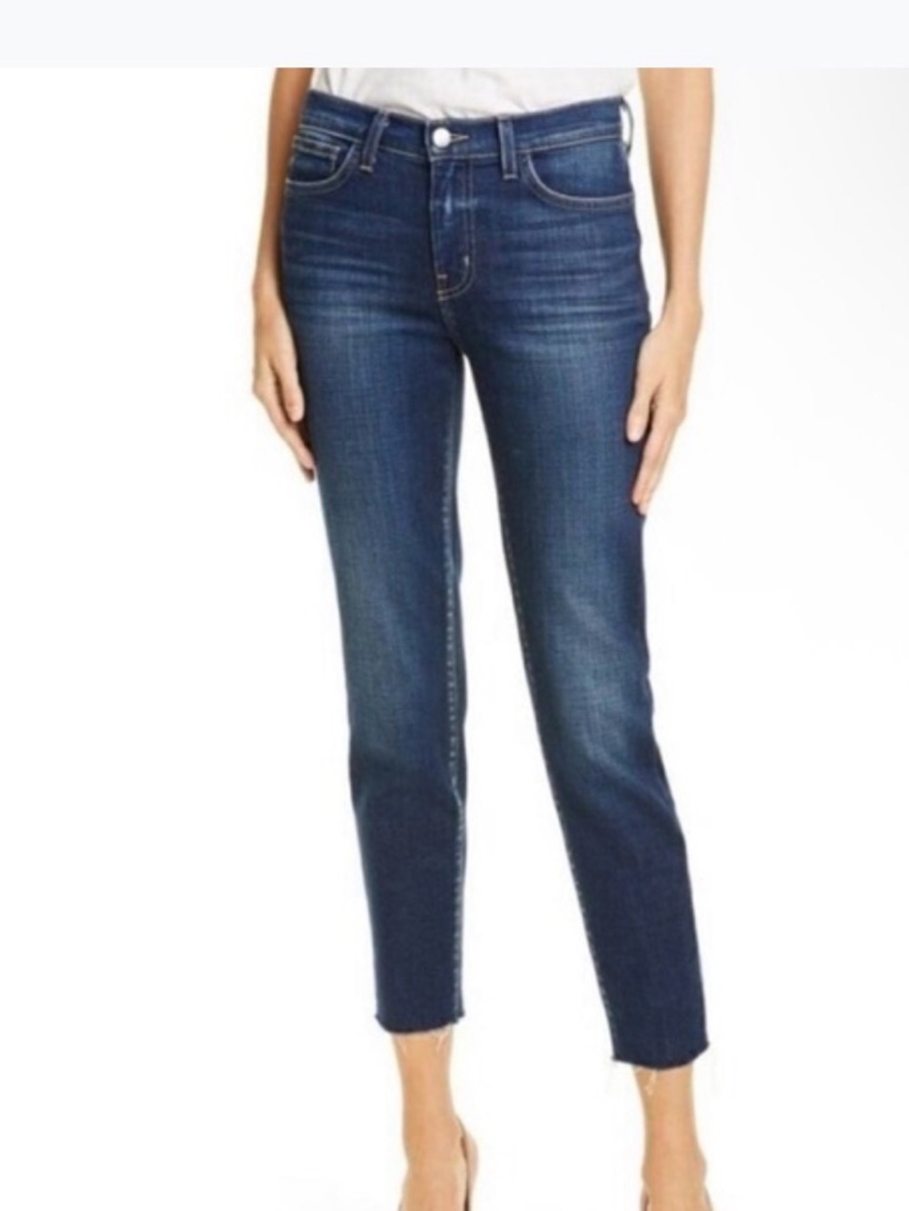 L’AGENCE El Matador Dark Wash High Rise Slim Jeans Raw Hem 29